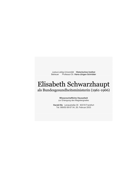 Elisabeth Schwarzhaupt Als Bundesgesundheitsministerin (1961-1966)
