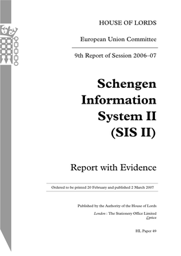 Schengen Information System II (SIS II)
