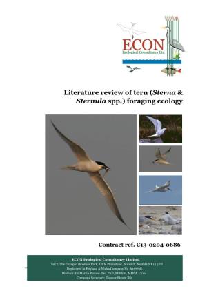 Literature Review of Tern (Sterna & Sternula Spp.) Foraging Ecology