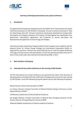 1 Summary of Zhenjiang International Low-Carbon Conference 1