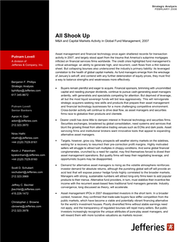 All Shook up M&A and Capital Markets Activity in Global Fund Management, 2007
