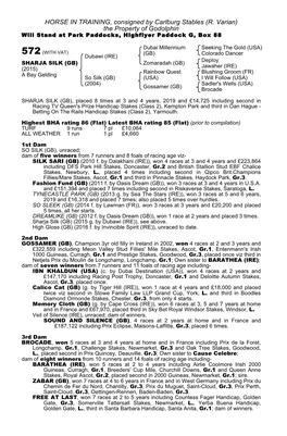 HORSE in TRAINING, Consigned by Carlburg Stables (R