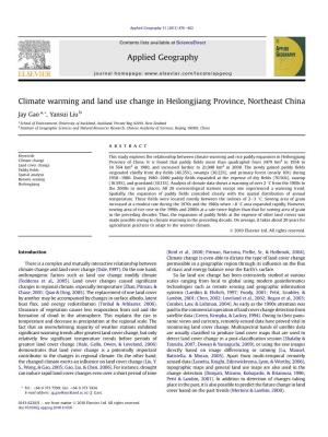 Climate Warming and Land Use Change in Heilongjiang Province, Northeast China