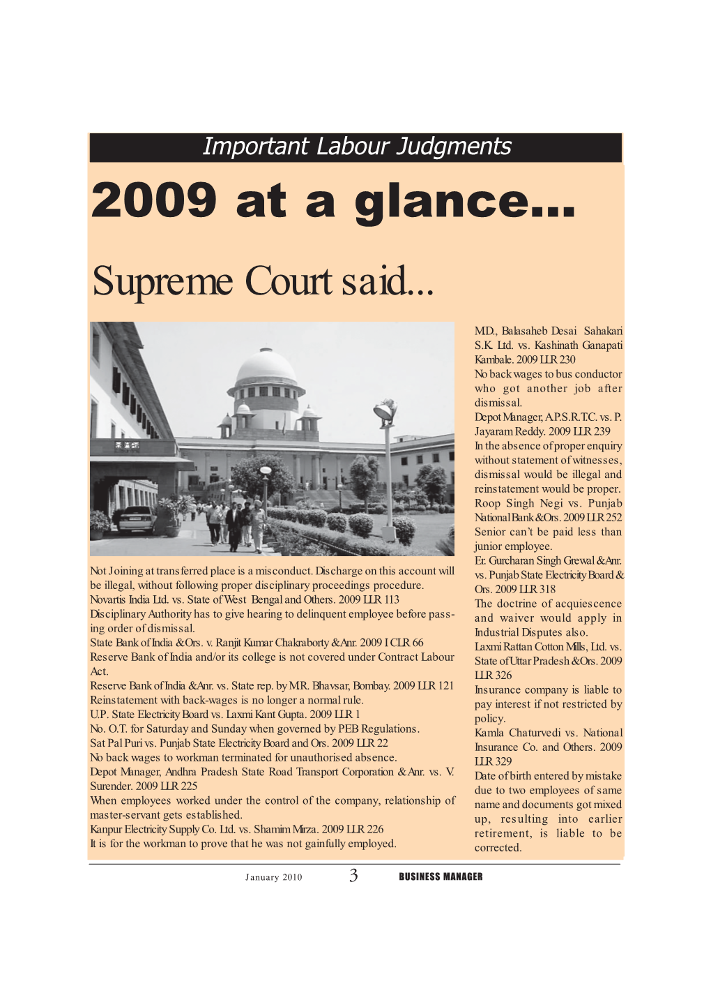 2009 at a Glance... Supreme Court Said