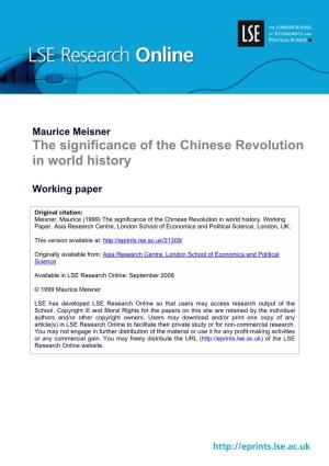 The Significance of the Chinese Revolution in World History