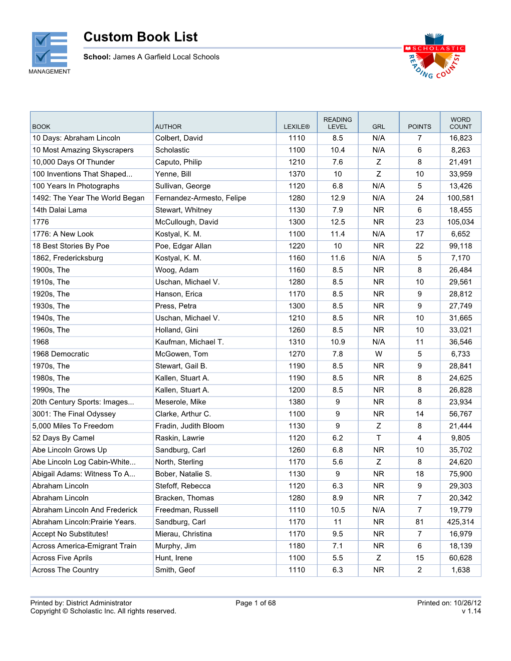 Custom Book List