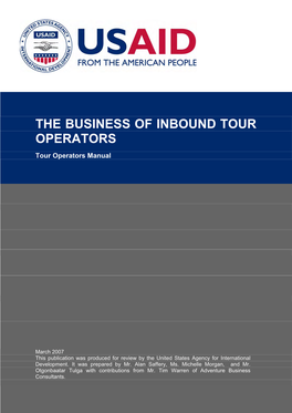THE BUSINESS of INBOUND TOUR OPERATORS Tour Operators Manual