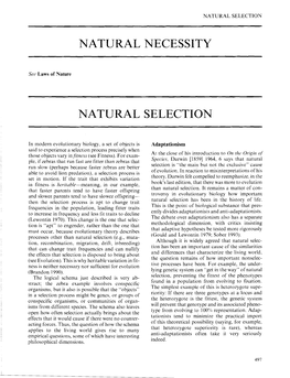 Natural Necessity Natural Selection