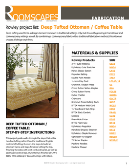 Rowley Project List: Deep Tufted Ottoman / Coffee Table