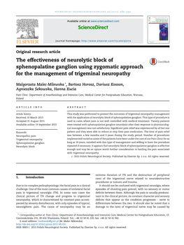 The Effectiveness of Neurolytic Block of Sphenopalatine Ganglion Using