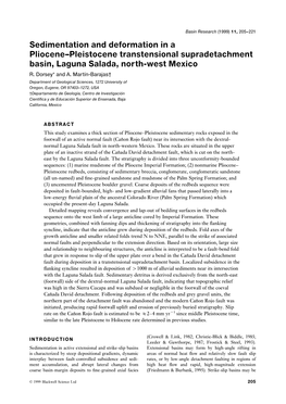 Sedimentation and Deformation in a Pliocene–Pleistocene Transtensional Supradetachment Basin, Laguna Salada, North-West Mexico R