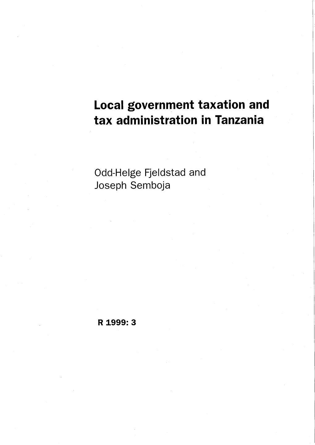 Local Government Taxation and Tax Administration in Tanzania