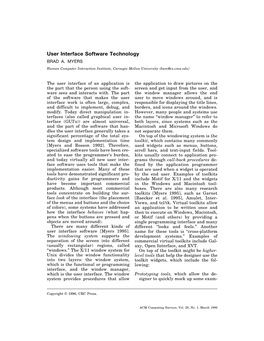 User Interface Software Technology BRAD A