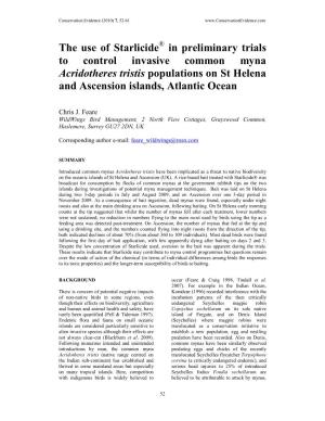 The Use of Starlicide in Preliminary Trials to Control Invasive Common