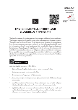 Environmental Ethics and Gandhian Approach MODULE - 7 Environmental Management