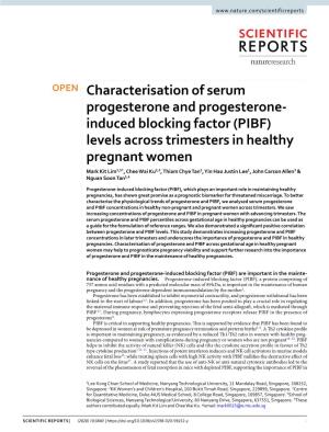 Characterisation of Serum Progesterone and Progesterone-Induced Blocking Factor