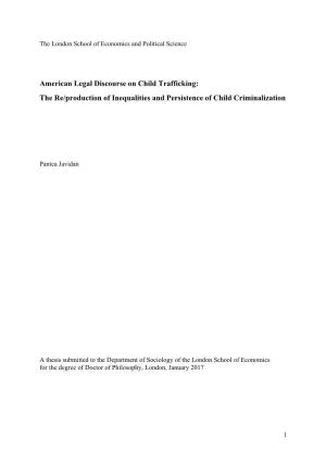 American Legal Discourse on Child Trafficking: the Re/Production of Inequalities and Persistence of Child Criminalization