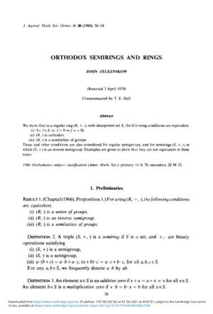 Orthodox Semirings and Rings