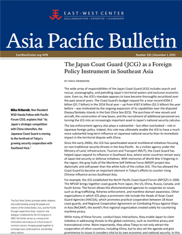 The Japan Coast Guard (JCG) As a Foreign Policy Instrument in Southeast Asia