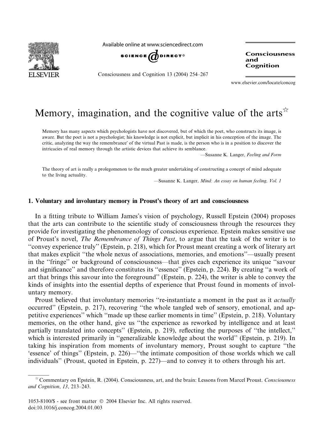 Memory, Imagination, and the Cognitive Value of the Artsq