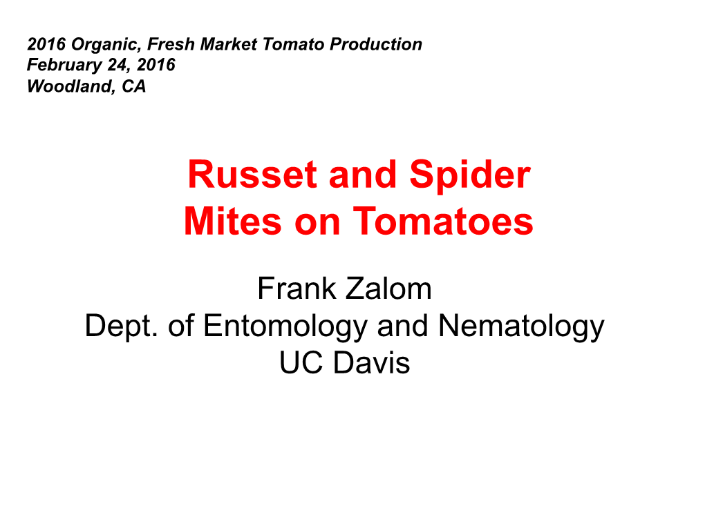 Russet and Spider Mites on Tomatoes