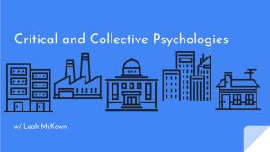 Critical and Collective Psychologies