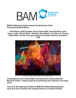 BAM and Barclays Center Present Contemporary Color, Conceived by David Byrne