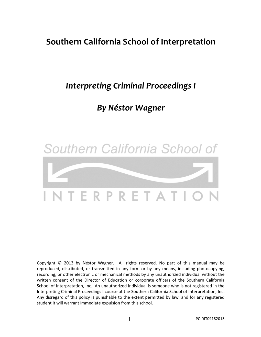 Interpreting Criminal Proceedings I