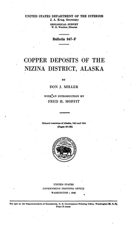 Copper Deposits of the Nizina District, Alaska
