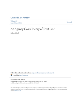 An Agency Costs Theory of Trust Law Robert Sitkoff