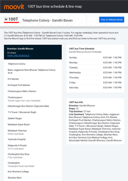 100T Bus Time Schedule & Line Route