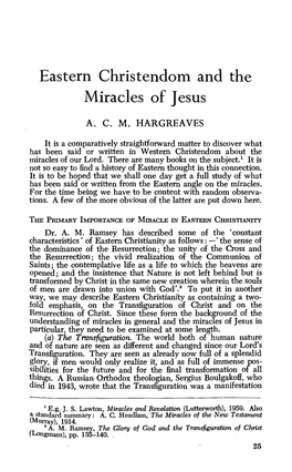 Eastern Christendom and the Miracles of Jesus