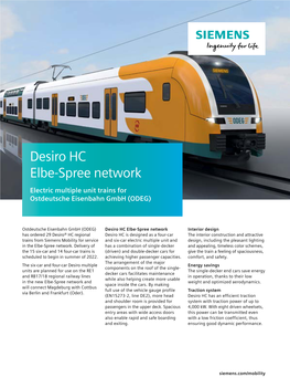 Desiro HC Elbe-Spree Network Electric Multiple Unit Trains for Ostdeutsche Eisenbahn Gmbh (ODEG)