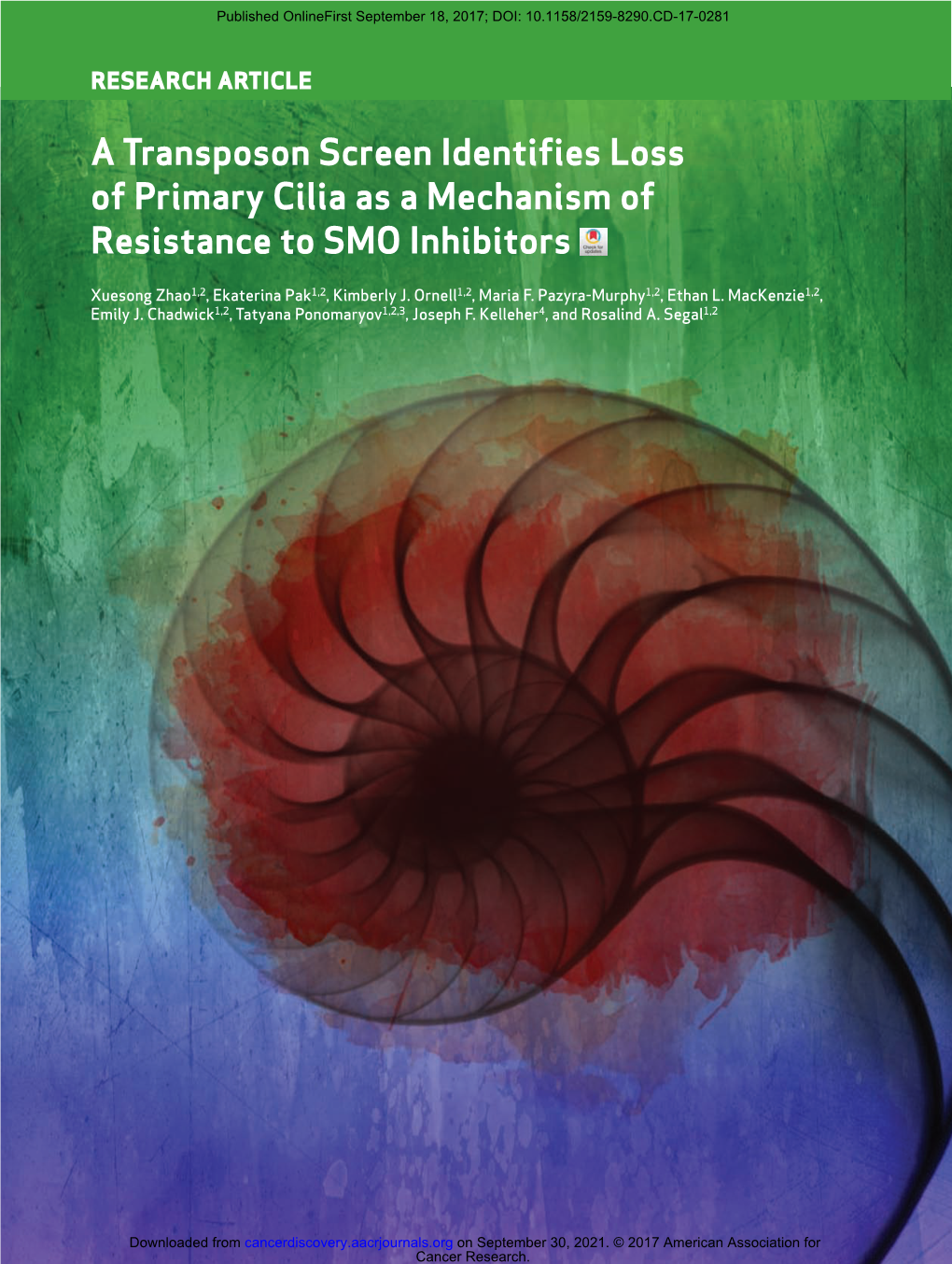 A Transposon Screen Identifies Loss of Primary Cilia As a Mechanism of Resistance to SMO Inhibitors