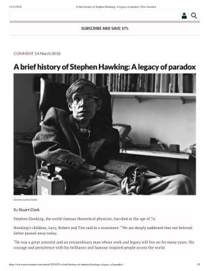 A Brief History of Stephen Hawking: a Legacy of Paradox | New Scientist