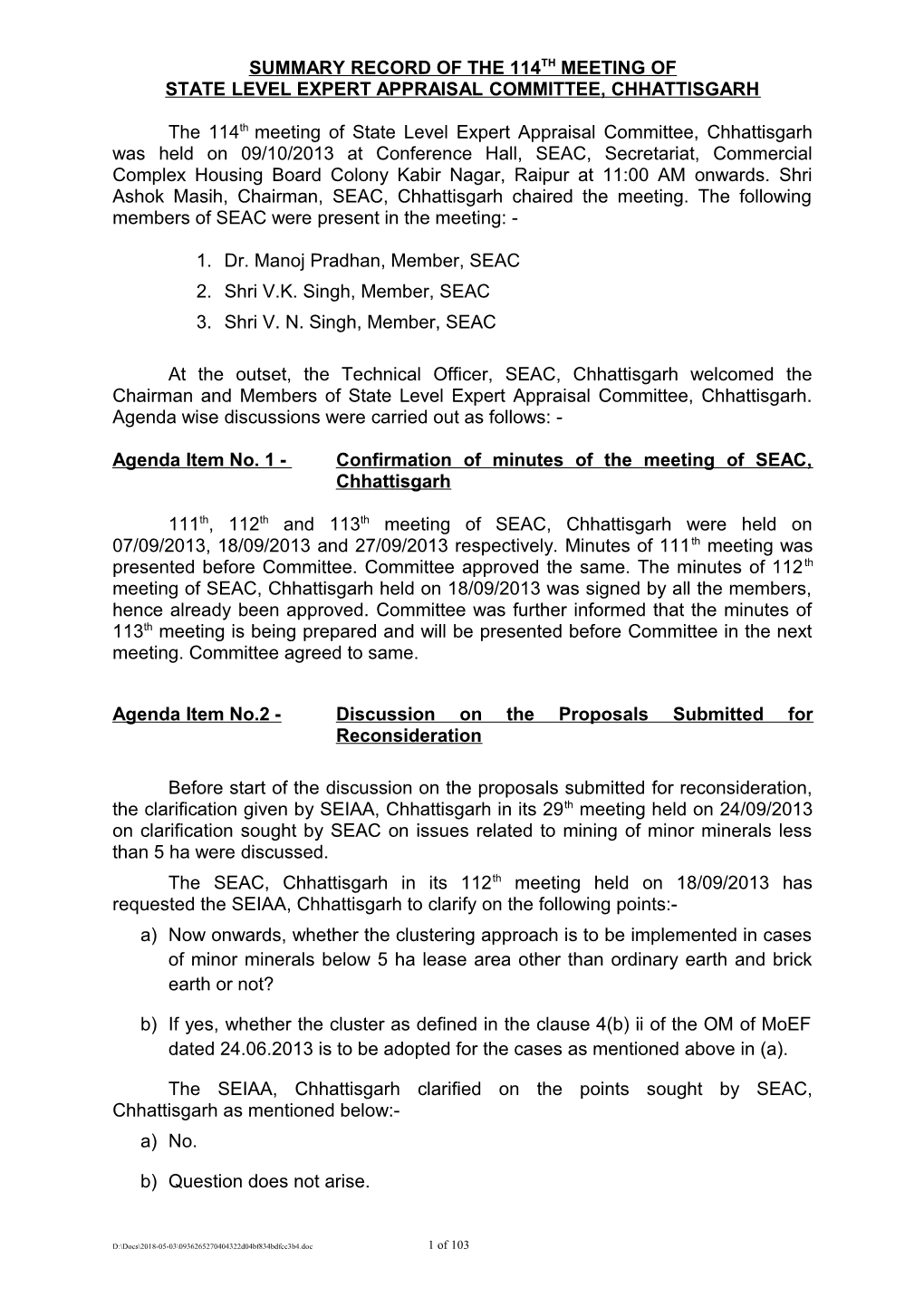 First Meeting of State Level Environment Impact Assessment Authority, Chhattisgarh s3