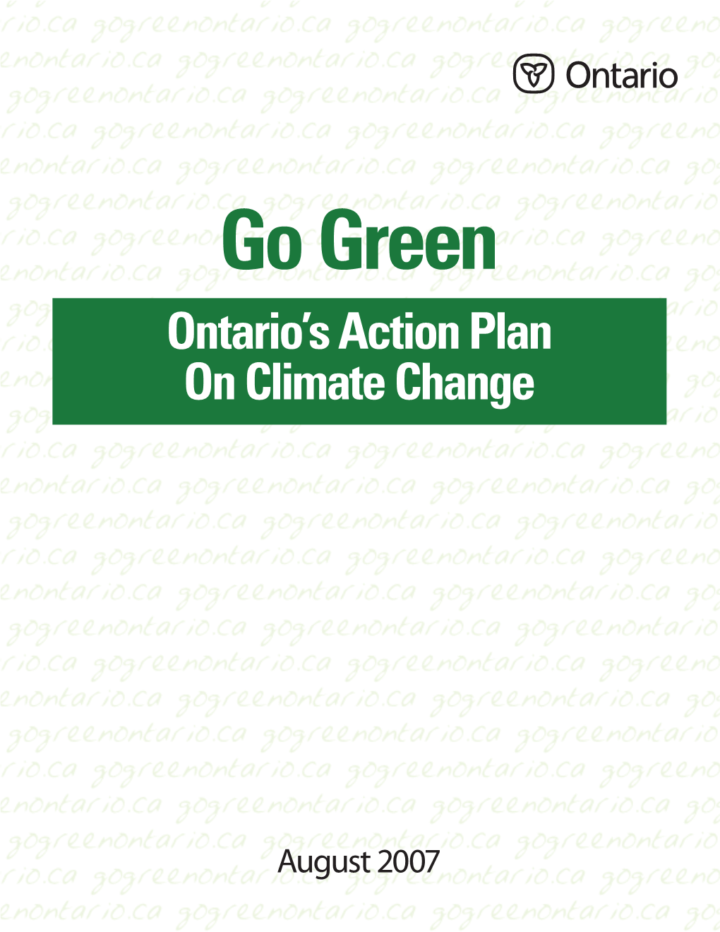 Ontario's “Go Green” Action Plan on Climate Change