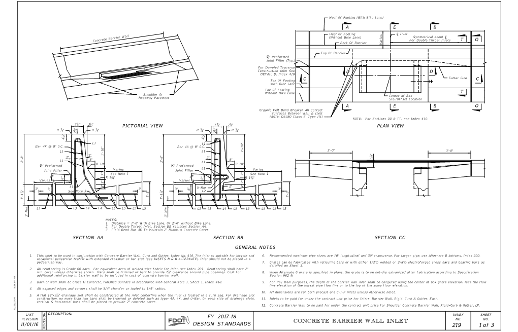 Of CONCRETE BARRIER WALL INLET 1 3