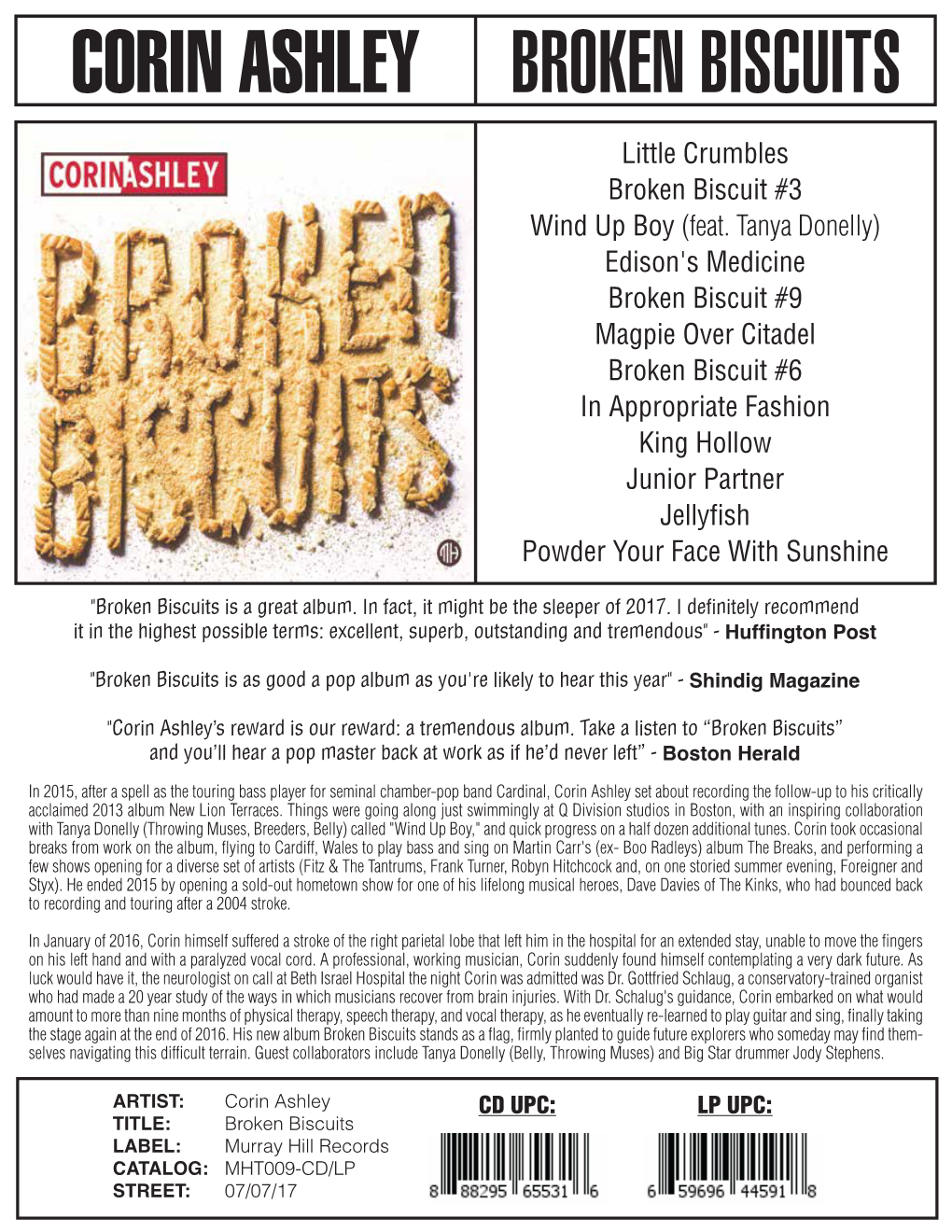 MHT 009 CORIN ASHLEY Broken Biscuits CD LP