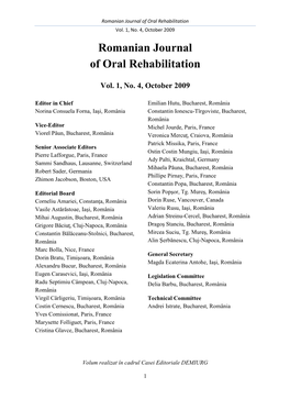 Romanian Journal of Oral Rehabilitation Vol. 1, No. 4, October 2009