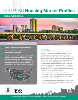 HUD PD&R Housing Market Profiles: Tulsa, Oklahoma