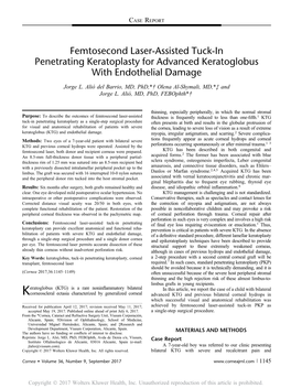 Femtosecond Laser-Assisted Tuck-In Penetrating Keratoplasty for Advanced Keratoglobus with Endothelial Damage