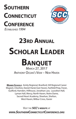 Scholar Leader Banquet March 27, 2017 Anthony Ocean’S View – New Haven