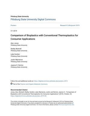 Comparison of Bioplastics with Conventional Thermoplastics for Consumer Applications
