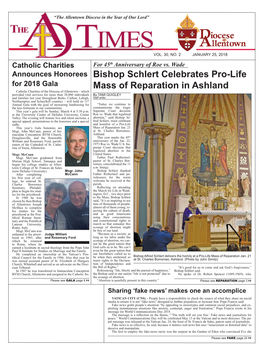 Bishop Schlert Celebrates Pro-Life Mass of Reparation in Ashland