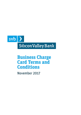 Business Charge Card Terms and Conditions November 2017 Business Charge Card Terms and Conditions