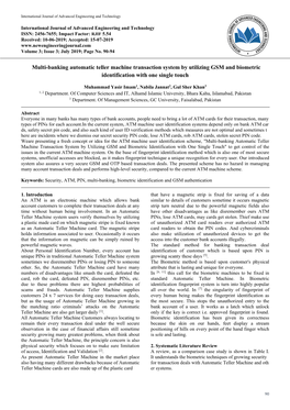 Multi-Banking Automatic Teller Machine Transaction System by Utilizing GSM and Biometric Identification with One Single Touch