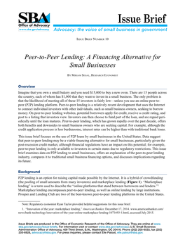 Peer-To-Peer Lending: a Financing Alternative for Small Businesses