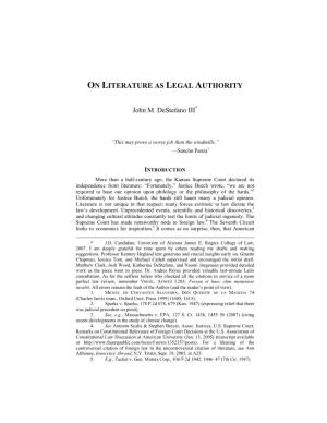 On Literature As Legal Authority