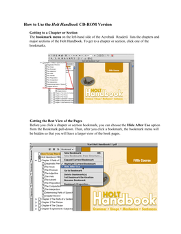 How to Use the Holt Handbook CD-ROM Version